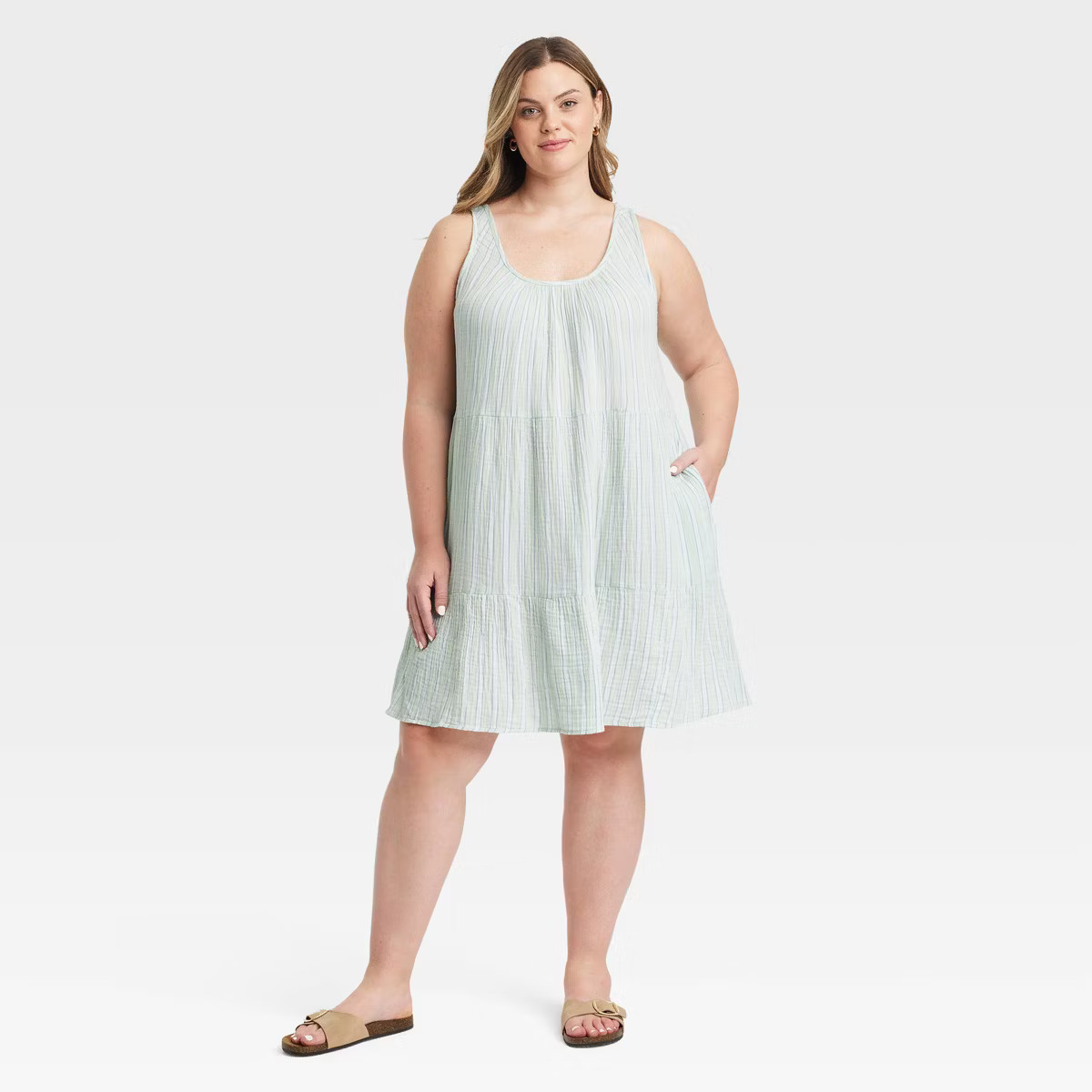 Women's Mini Sundress - Universal Thread™ Black 3X: Scoopneck, Sleeveless, Side Pocket | Target