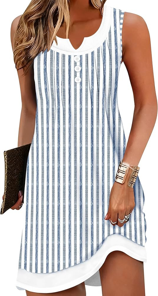 Disamer Sundresses for Women 2026 Beach Vacation Swimsuit Cover Ups Boho Summer Dresses Button St... | Amazon (US)