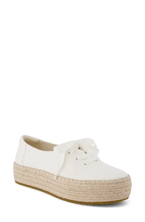 TOMS Valencia Lace-Up Platform Espadrille in White at Nordstrom, Size 7 | Nordstrom
