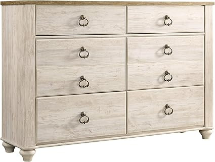 Signature Design by Ashley Willowton Coastal Cottage Youth 6 Drawer Dresser with Faux Plank Top, ... | Amazon (US)