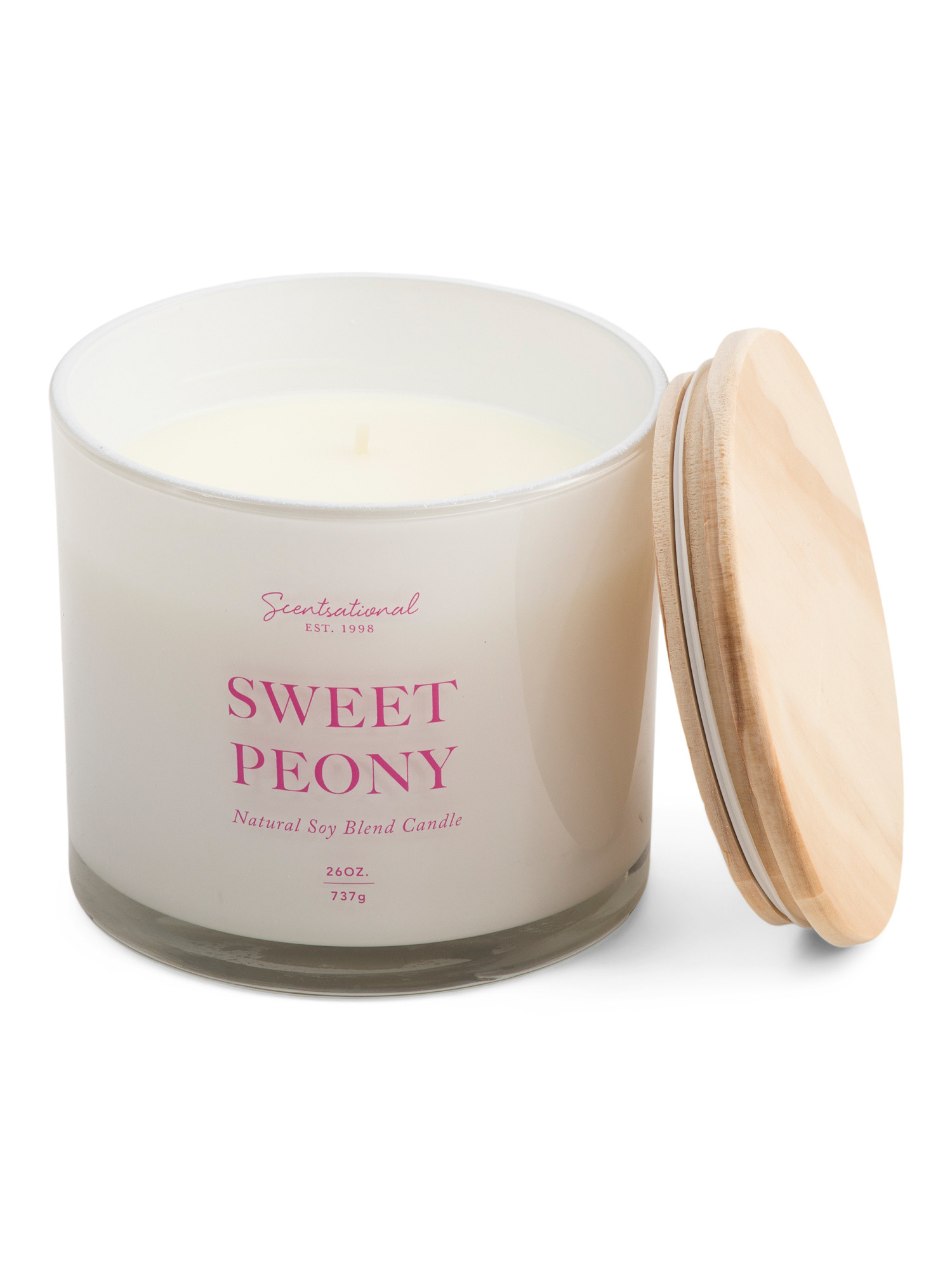 26oz Sweet Peony Candle With Wooden Lid | TJ Maxx