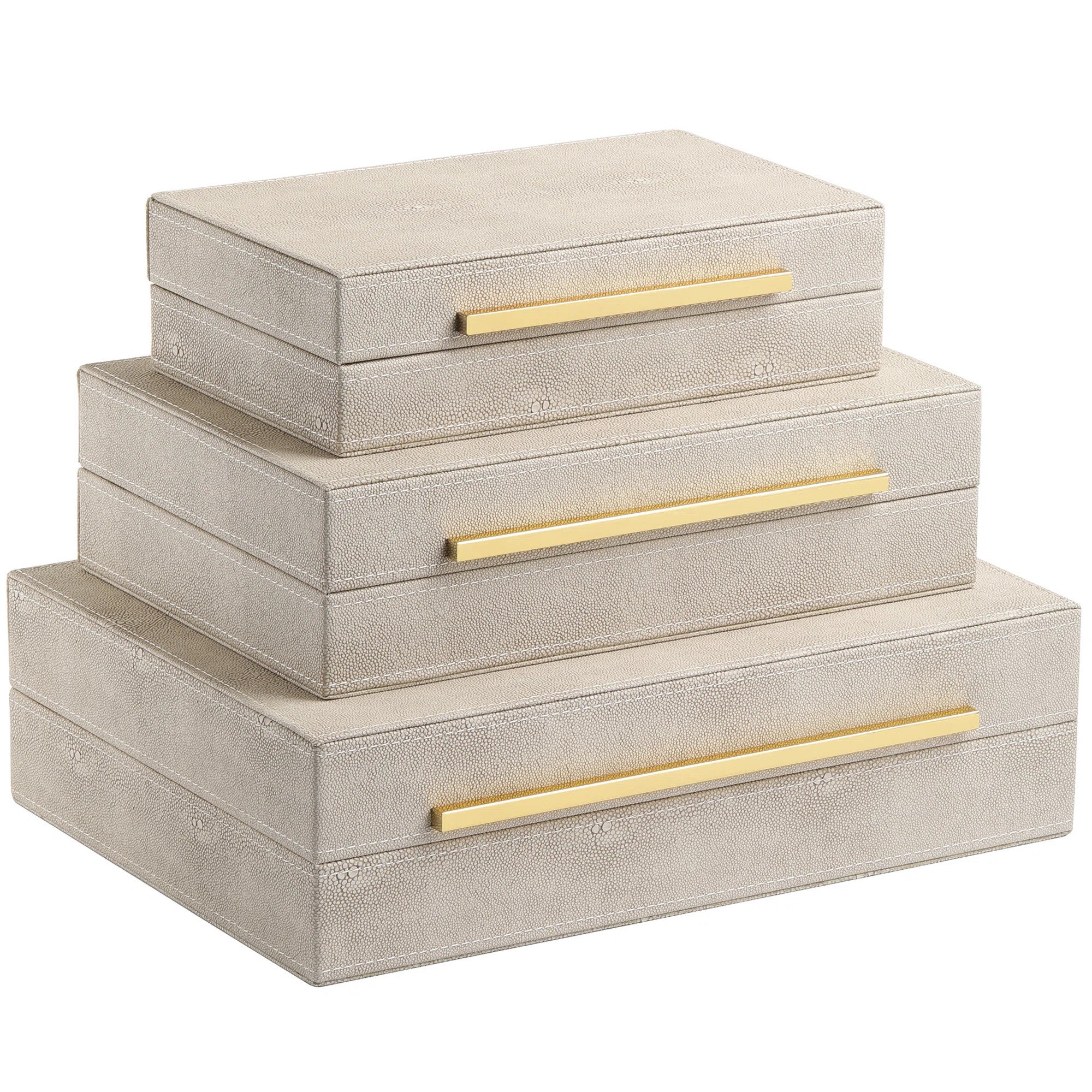 Milarae 3 Piece Handmade Faux Leather Decorative Box Set | Wayfair North America