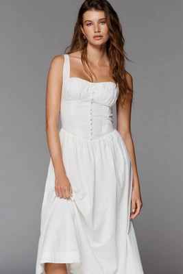 Moon River Cotton Corset-Style Midi Dress | Anthropologie (US)