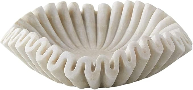 Marble Bowl Fruit Bowl, Stone Bowl Decorative Bowl Decorative Trays Marble Fruit Bowl Ruffle Flor... | Amazon (US)