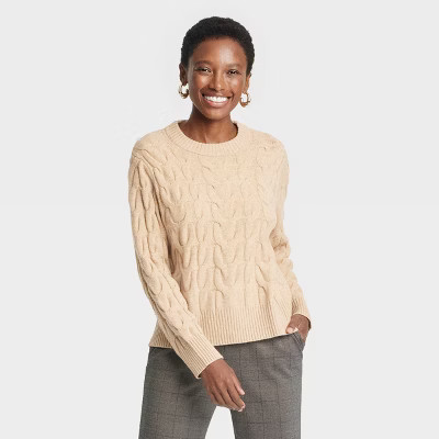 Women's Cable Crewneck Pullover Sweater - A New Day™ | Target