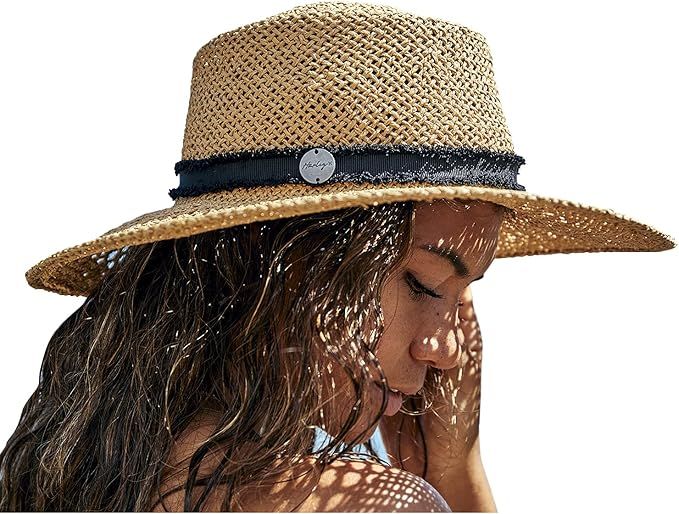 Hurley Women's Straw Hat - Santa Rosa Lightweight Wide Brim Panama Straw Sun Hat | Amazon (US)