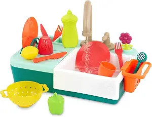 B. toys Play Sink, Splash-n-Scrub Sink with Running Water Faucet | Toy kitchen sink with 18 piece... | Amazon (US)