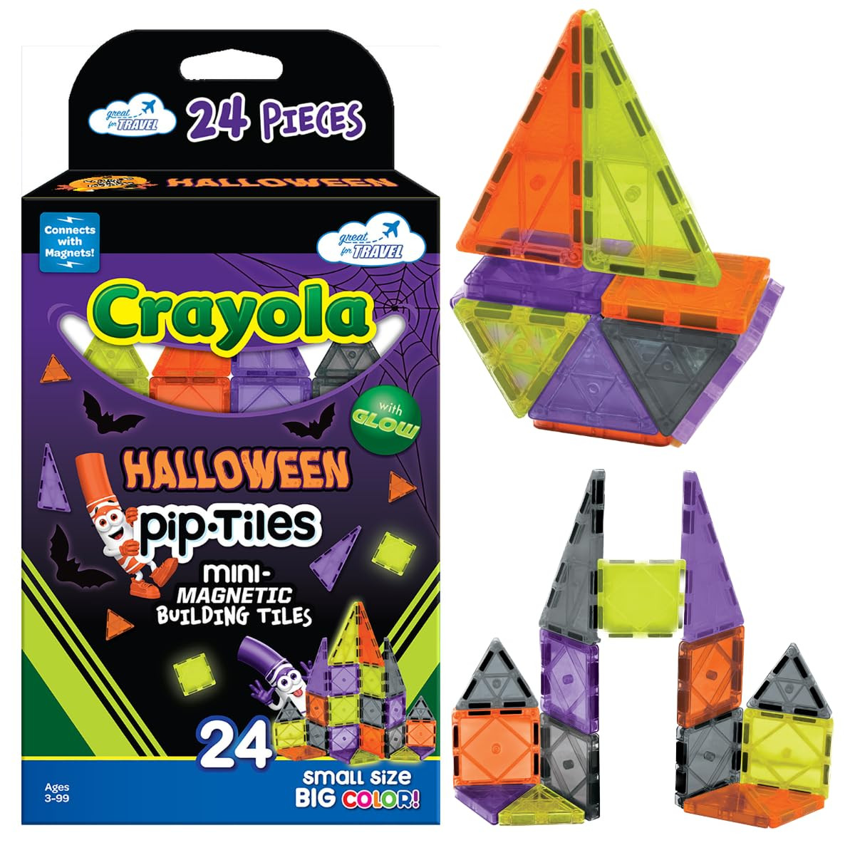 CreateOn Crayola Halloween Mini Magnetic PIP-Tiles with Glow in The Dark Tiles, Magnetic Building... | Amazon (US)