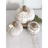 Neutral Fabric Fall Farmhouse Stuffed Pumpkins | Etsy (US)