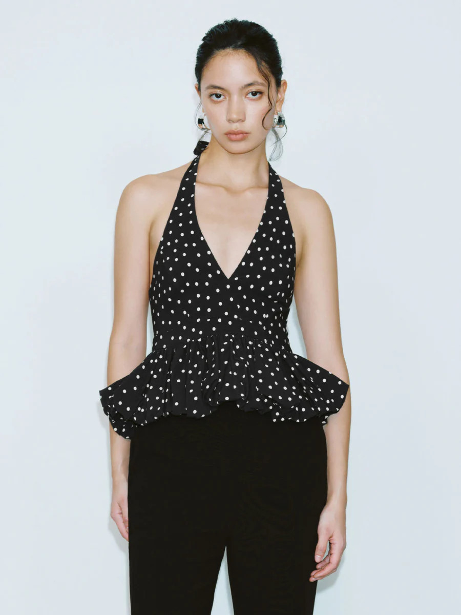 Polka Dot Halter Neck Cami Tops | Urban Revivo
