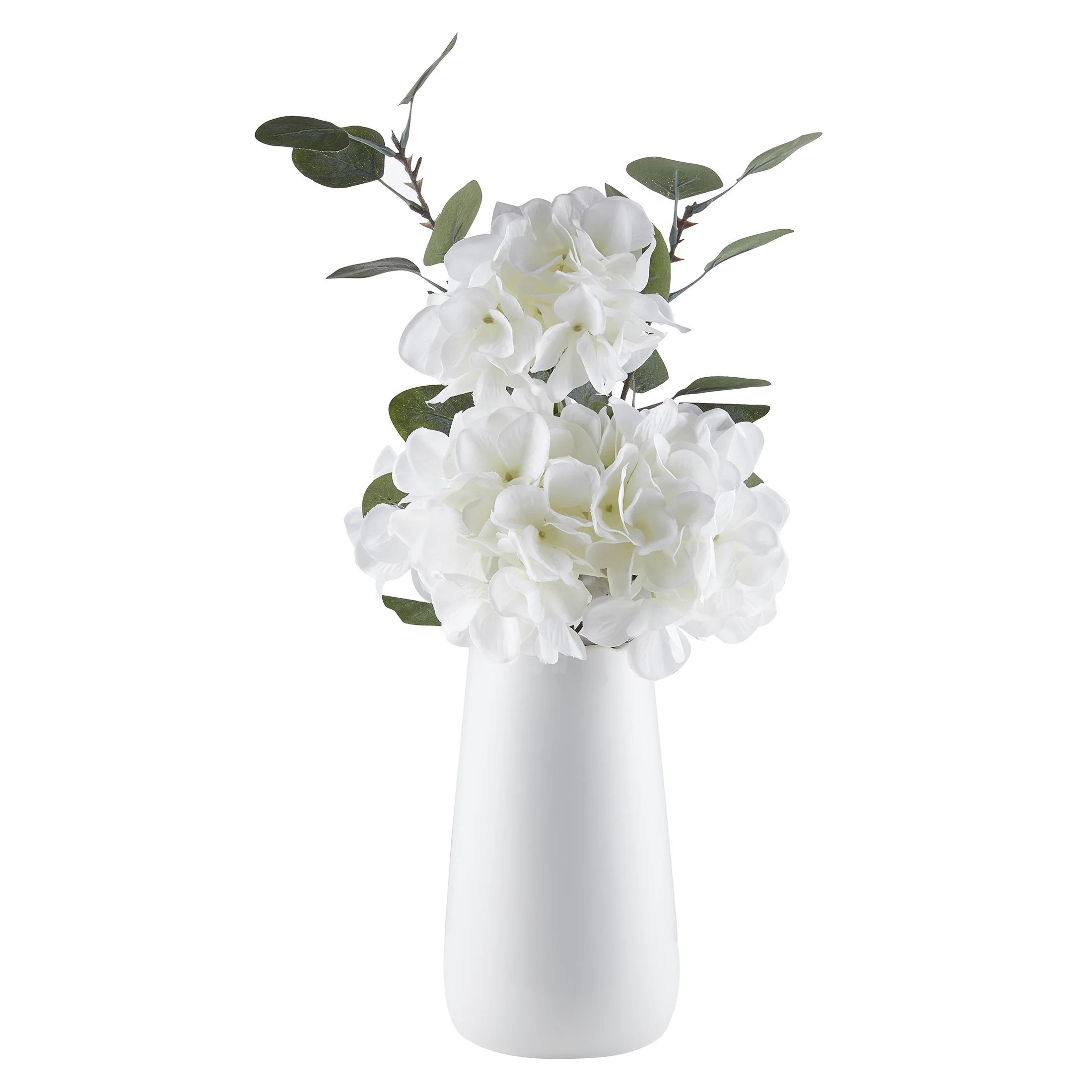 My Texas House White Faux Hydrangea Plant in Ceramic Vase, 16" Height - Walmart.com | Walmart (US)