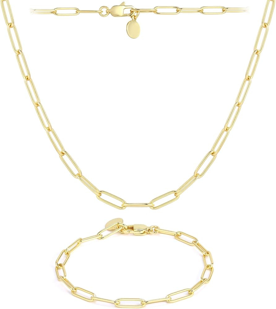 ALEXCRAFT 14K Gold Plated Chain Necklace Women Paperclip Chain Stainless Steel Necklace Chains Fo... | Amazon (CA)