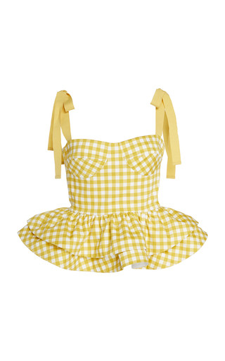 Junquillo Gingham Cotton-Poplin Peplum Top | Moda Operandi Global