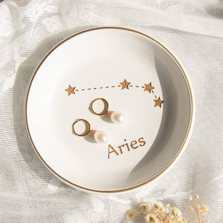 COLLECTIVE HOME - Wood Jewelry Tray, Decorative Zodiac Trinket Dish for Rings Earrings Necklaces ... | Amazon (US)