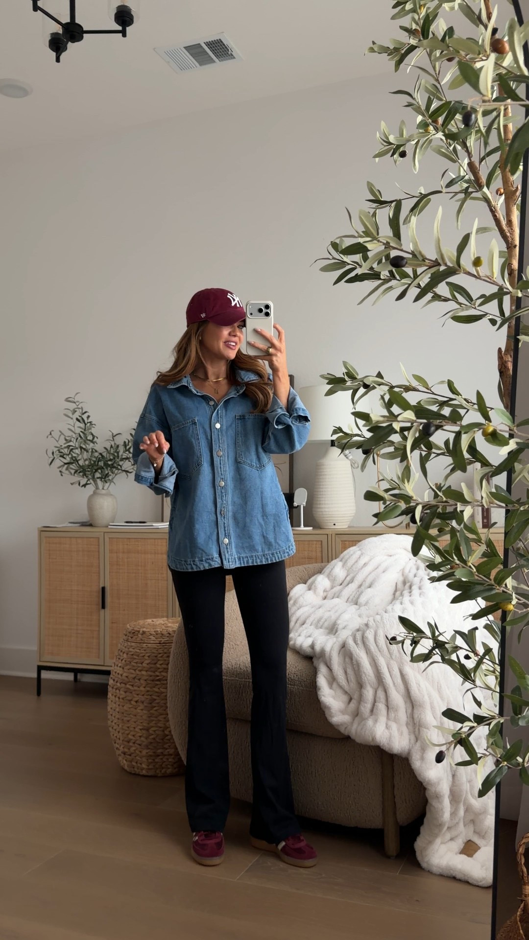 denim shirt: small // flare leggings: xs