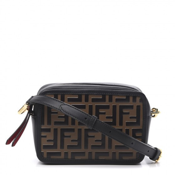 Calfskin FF 1974 Embossed Mini Camera Case Maya Black | Fashionphile