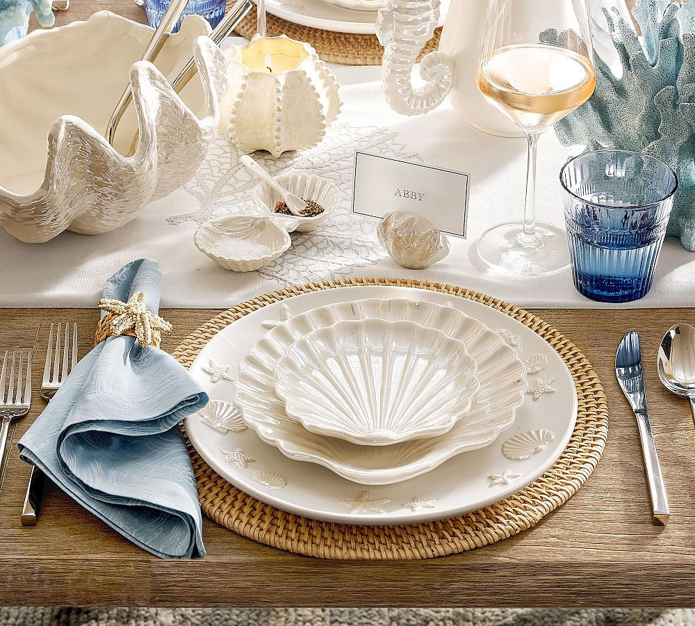 Pearlescent Shell Stoneware Salad Plates - Set of 4 | Pottery Barn (US)