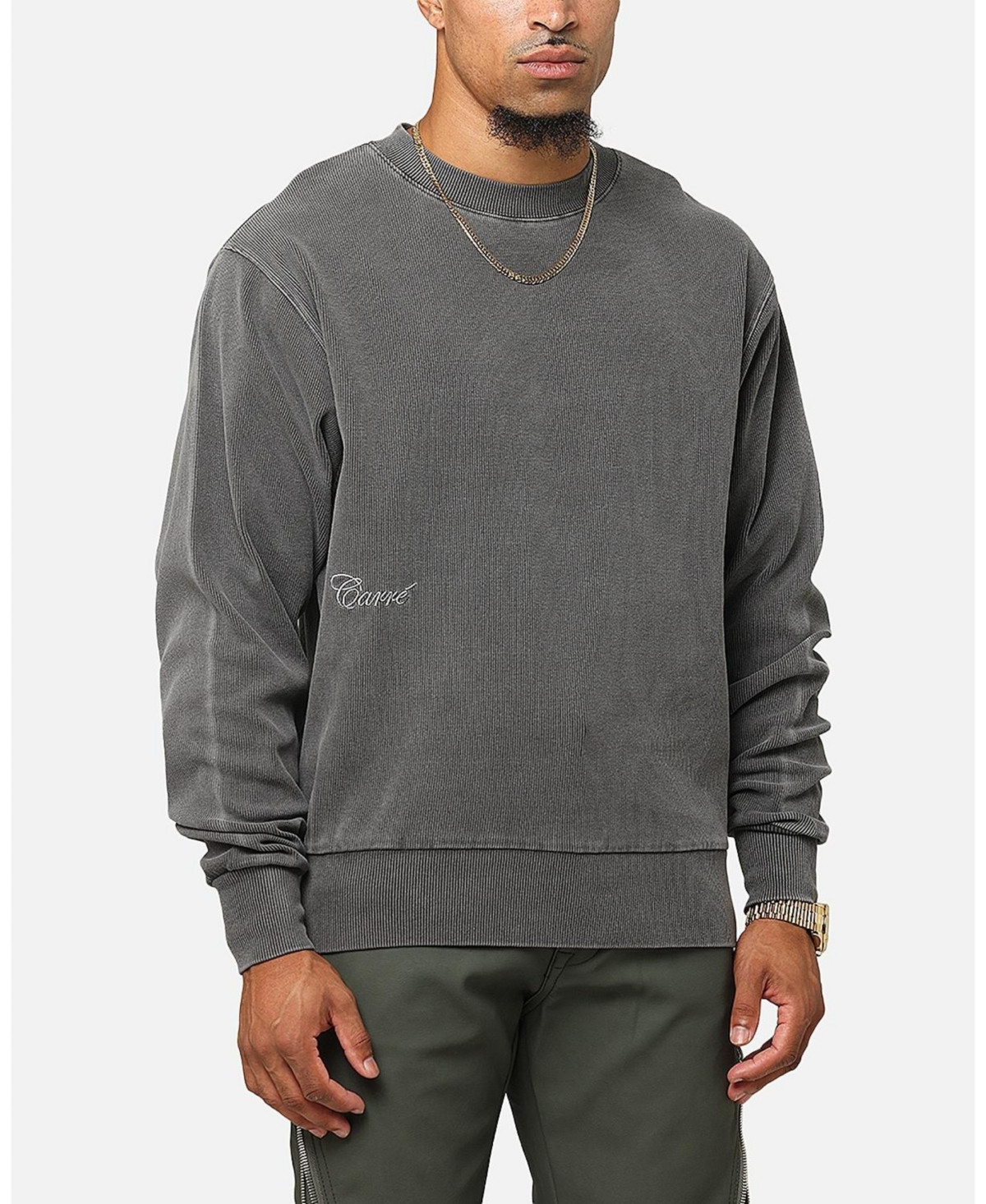 Carre Men's Avenue Ribbed Crewneck - Black | Macy's