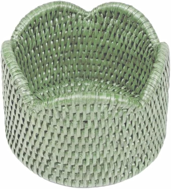 Rattan Scalloped Wine Coaster in Green - 1 Coaster | Amazon (US)