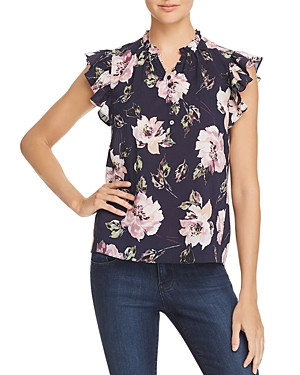 Rebecca Taylor Ruffled Magnolia-Print Top | Bloomingdale's (US)