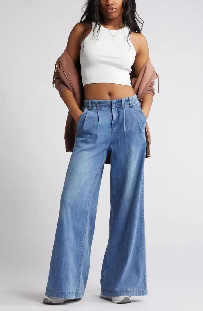 Pleated High Waist Super Wide Leg Jeans | Nordstrom