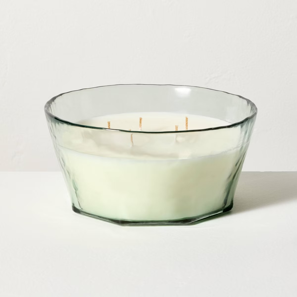 Textured Glass Eucalyptus and Santal Jar Candle Green - Hearth & Hand™ with Magnolia | Target