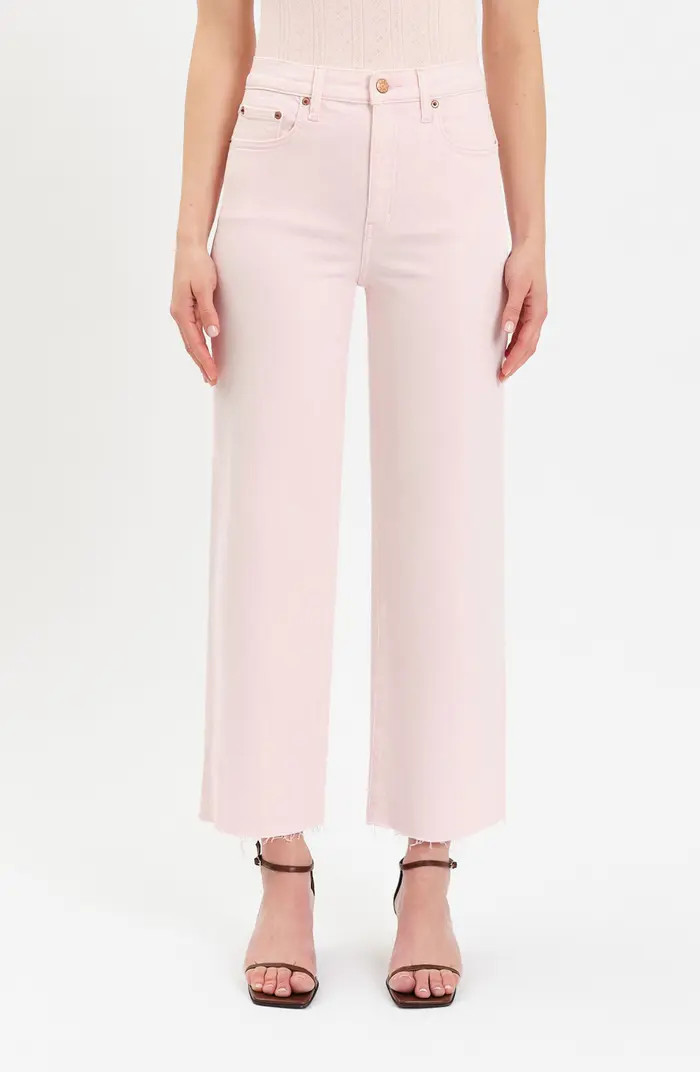 Pleaser High Waist Raw Hem Crop Jeans | Nordstrom