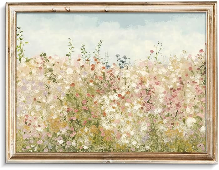 uniro Wildflower Field Vintage Canvas Wall Art for Home Decor, Spring Landscape Art Print, Botani... | Amazon (US)