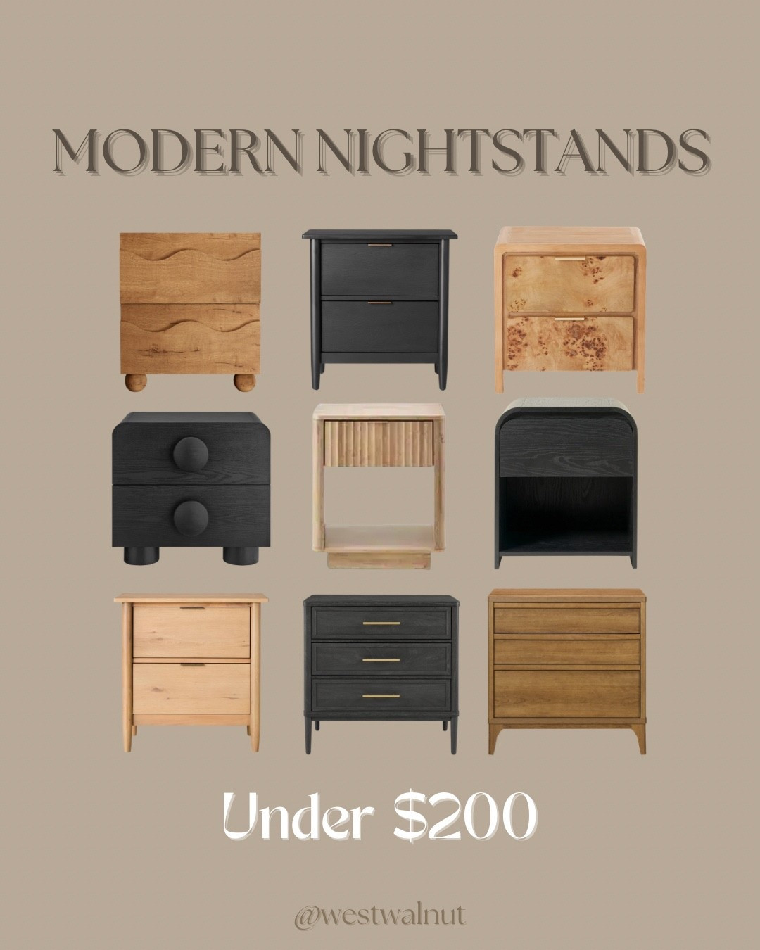 Beautiful nightstands that won't break the bank, all under $200 and perfect for a modern bedroom refresh. Some of them are on sale currently which puts them under the $200 mark but typically retail for over $200!! 

#HomeRefresh #BedroomStyle #AffordableDecor #ModernFurniture

#LTKHome
