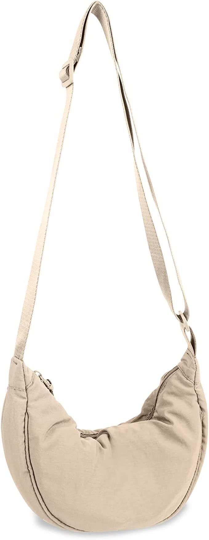 Small Nylon Crescent Crossbody Bag for Women Men Trendy,Travel Sling Bag | Amazon (US)
