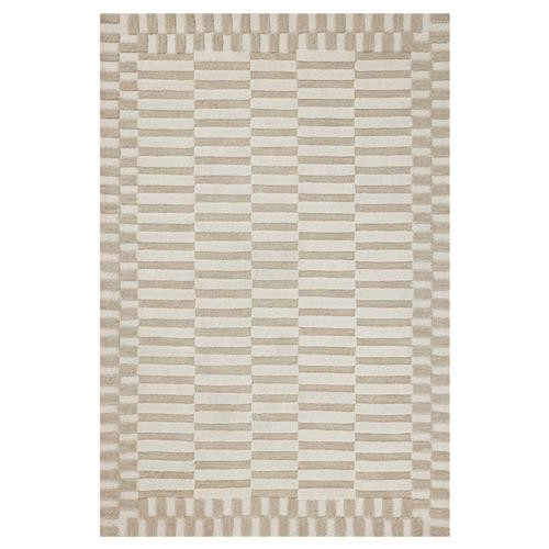 Loloi Bradley Modern Classic Beige Checkered Wool Patterned Rug - 5'x7'6'' | Kathy Kuo Home