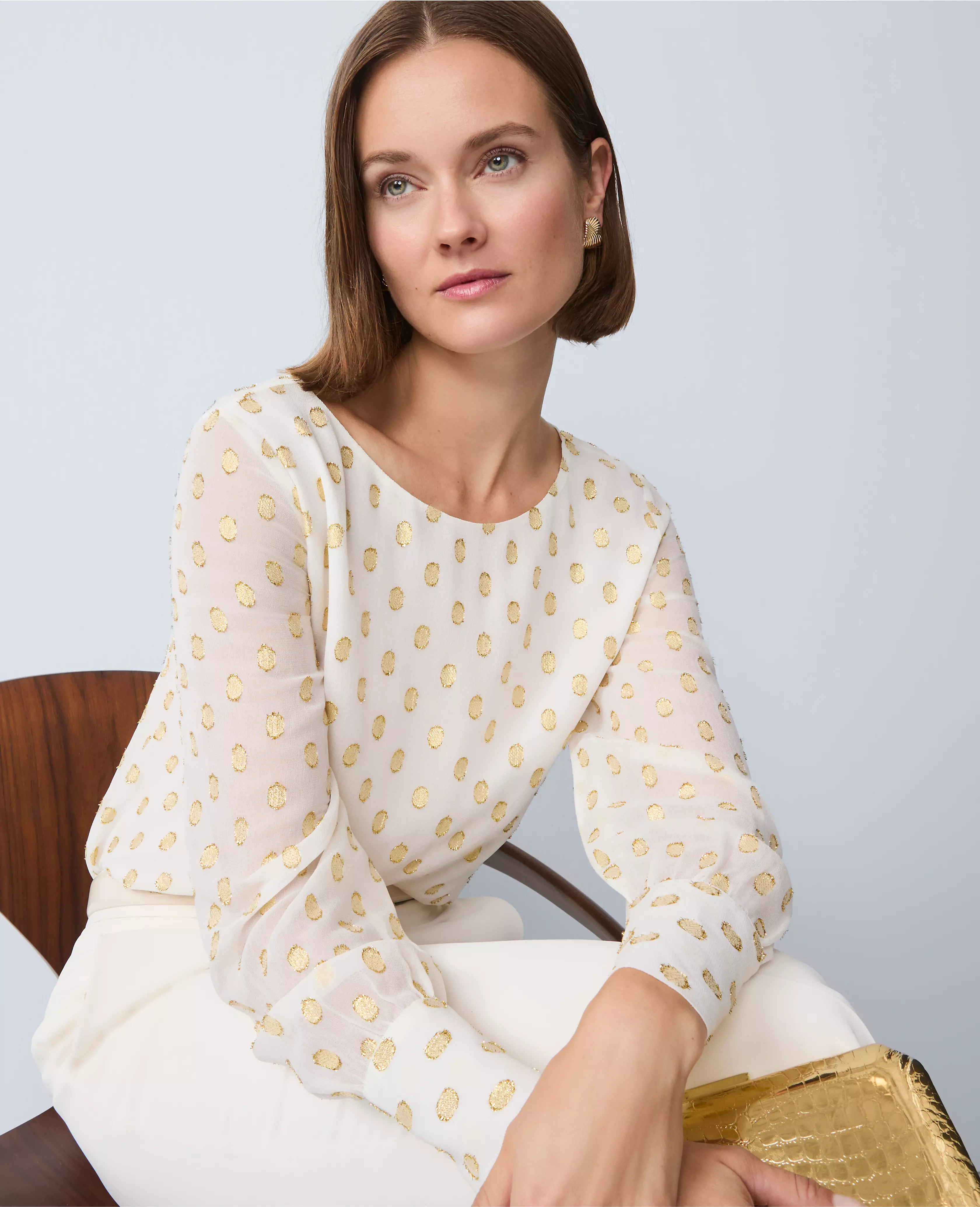 Dotted Boatneck Blouse | Ann Taylor