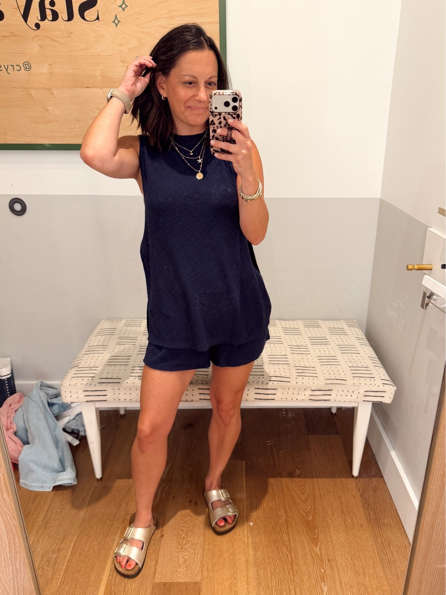 The cutest summer lounge set! Would be so cute as a coverup! Top
Runs big, shorts run true to size.

Top- xs
Shorts- small

#LTKootd #LTKOver40 #LTKmomlife