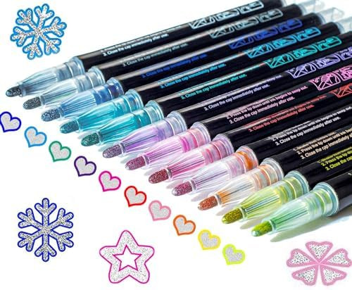 Stocking Stuffers Teen Girls: 12 Glitter Markers Christmas Gifts Teens Outline Glitter Pens Shimm... | Amazon (US)