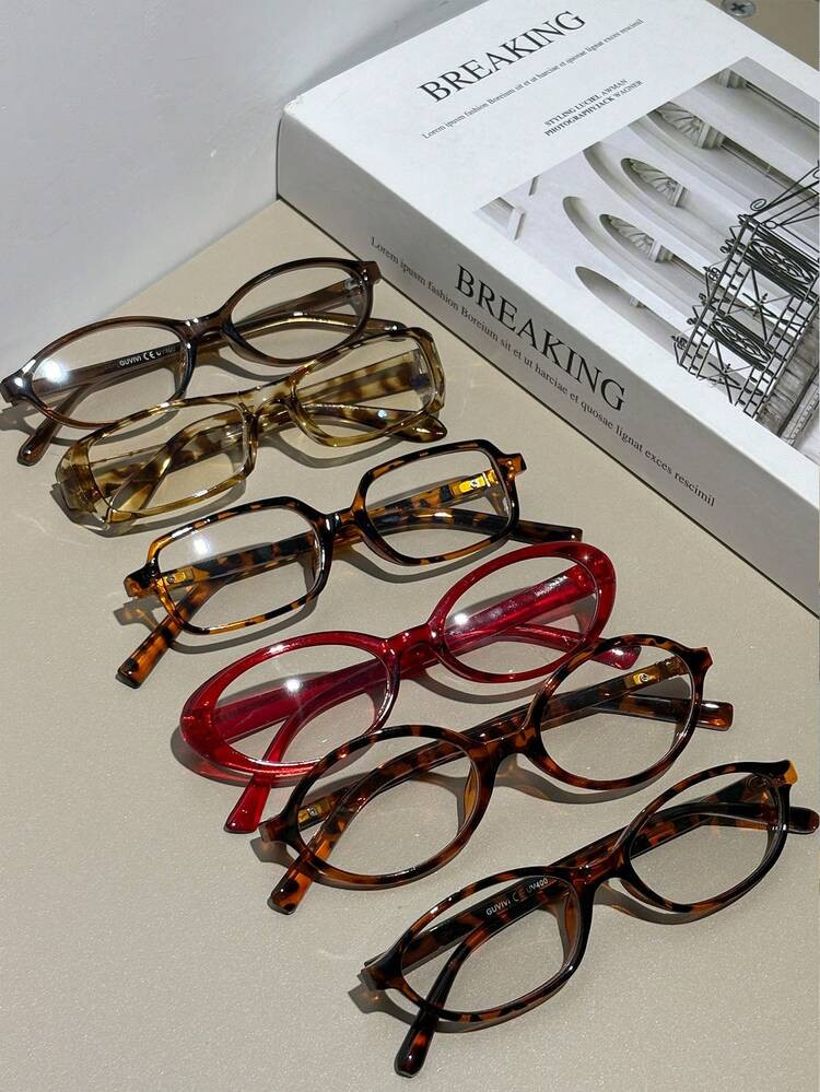6pcs Leopard Print Plastic Multi-Color Geometric Full Frame Classic Men's And Women's Fashion Glasses Combination Fashion Glasses Frame Transparent Glasses Non Prescription Glasses, Suitable For All Face Shapes Holiday Gifts Carnival Parties Outdoor Clothing Fashion Accessories Glasses Set Gifts | SHEIN