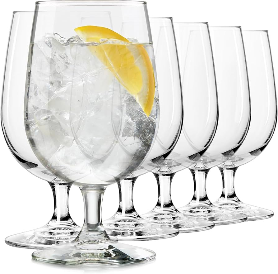Libbey Entertaining Essentials Stemmed Water Glasses, Clear Multi-Purpose Water Goblet Set of 6, ... | Amazon (US)