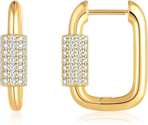 14K Gold Hoop Earrings for Women Gold Plated Huggie Hoop Earrings Chunky Gold Hoops Hypoallergeni... | Amazon (US)