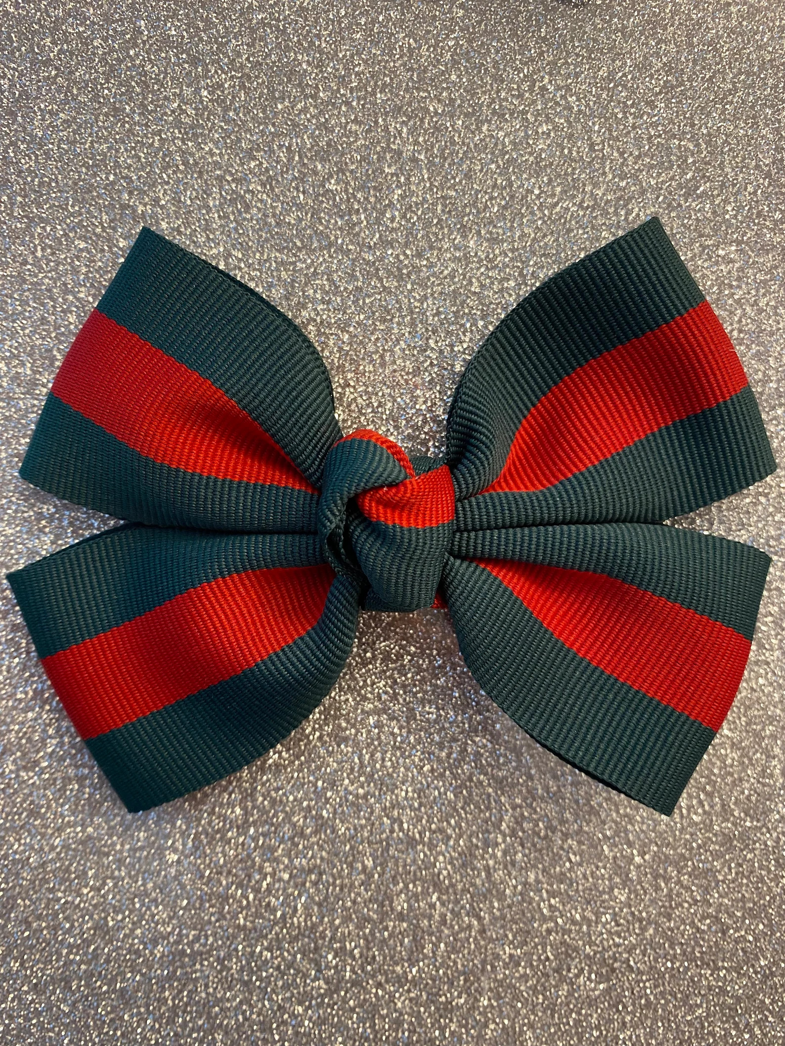 Red and Green Stripe Hair Bow | Etsy | Etsy (US)