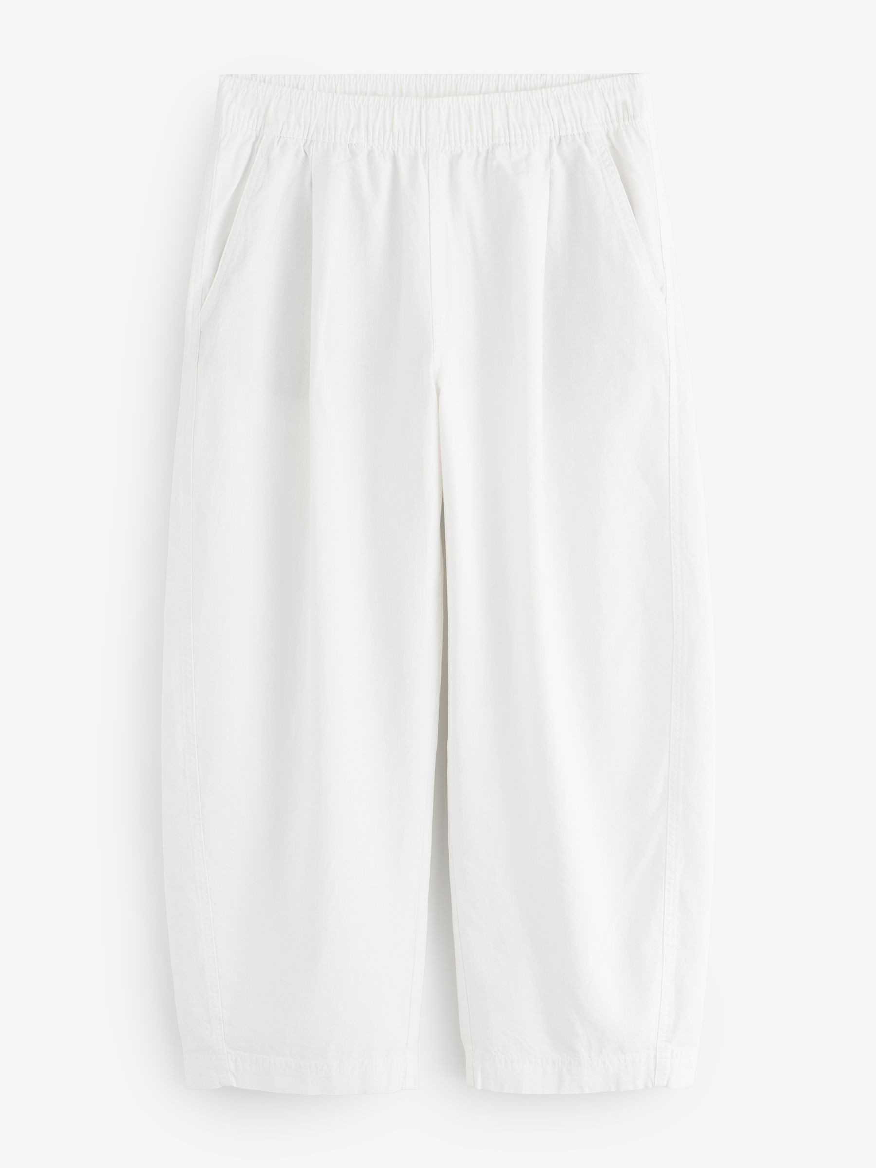 White Mid Rise Linen-Blend Easy Barrel Trousers | Gap | GAP UK