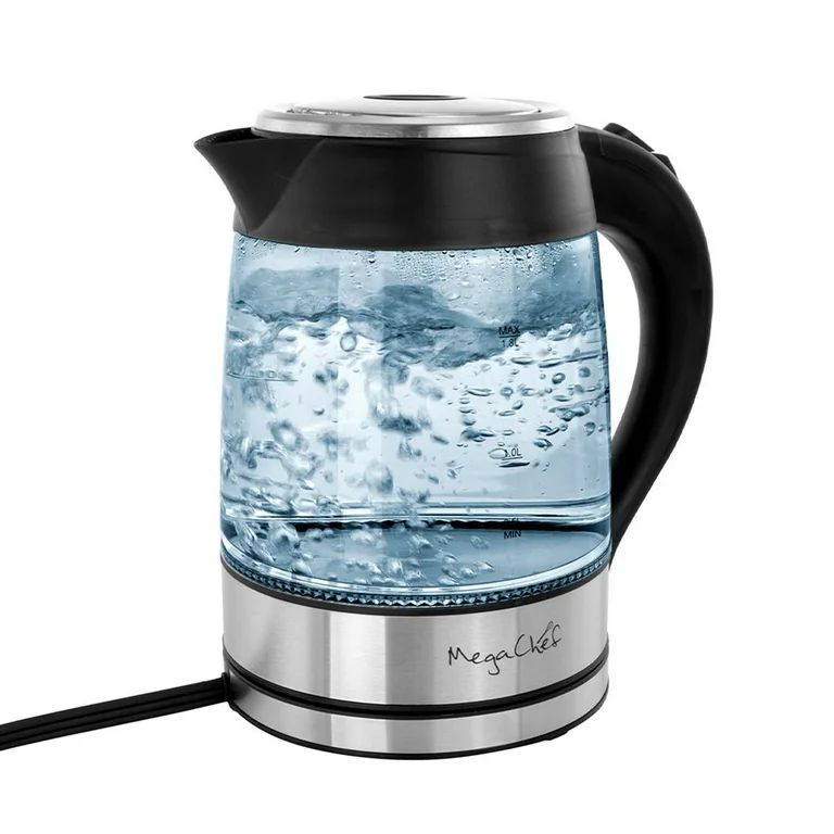 MegaChef 1.8 Liter Glass and Stainless Steel Electric Tea Kettle | Walmart (US)