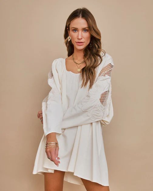 Isabella Embroidered Cotton Tunic - Cream | VICI Collection