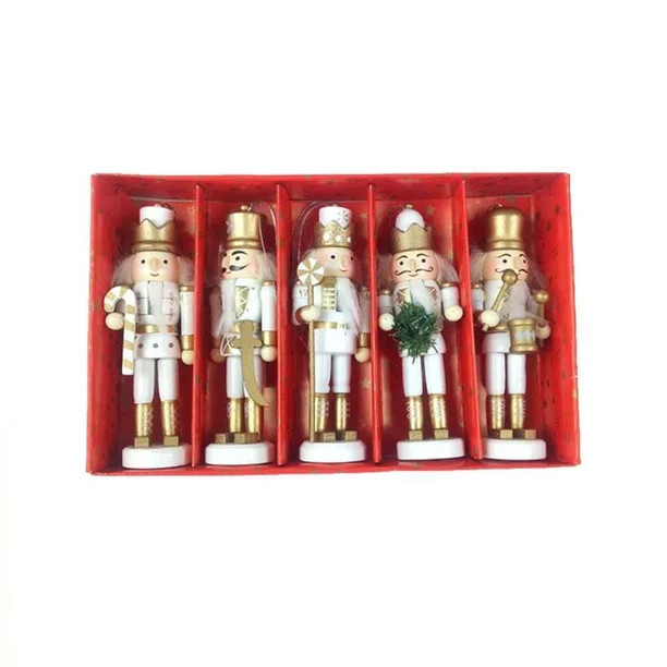 Christmas Nutcracker Ornaments Set, 5PCS Wooden Nutcracker Soldier Hanging Decorations for Christ... | Walmart (US)