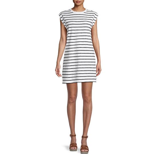 new!a.n.a Short Sleeve Striped T-Shirt Dress | JCPenney