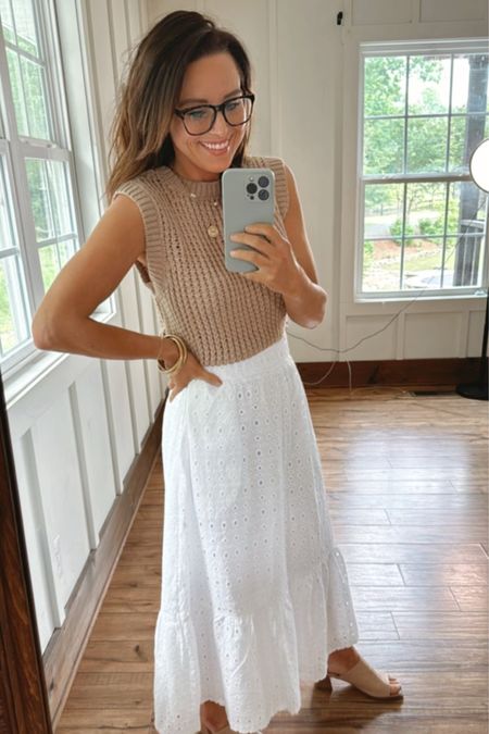 Summer outfit inspo! 
White eyelet skirt from Walmart! 

#LTKStyleTip #LTKFindsUnder50 #LTKSeasonal