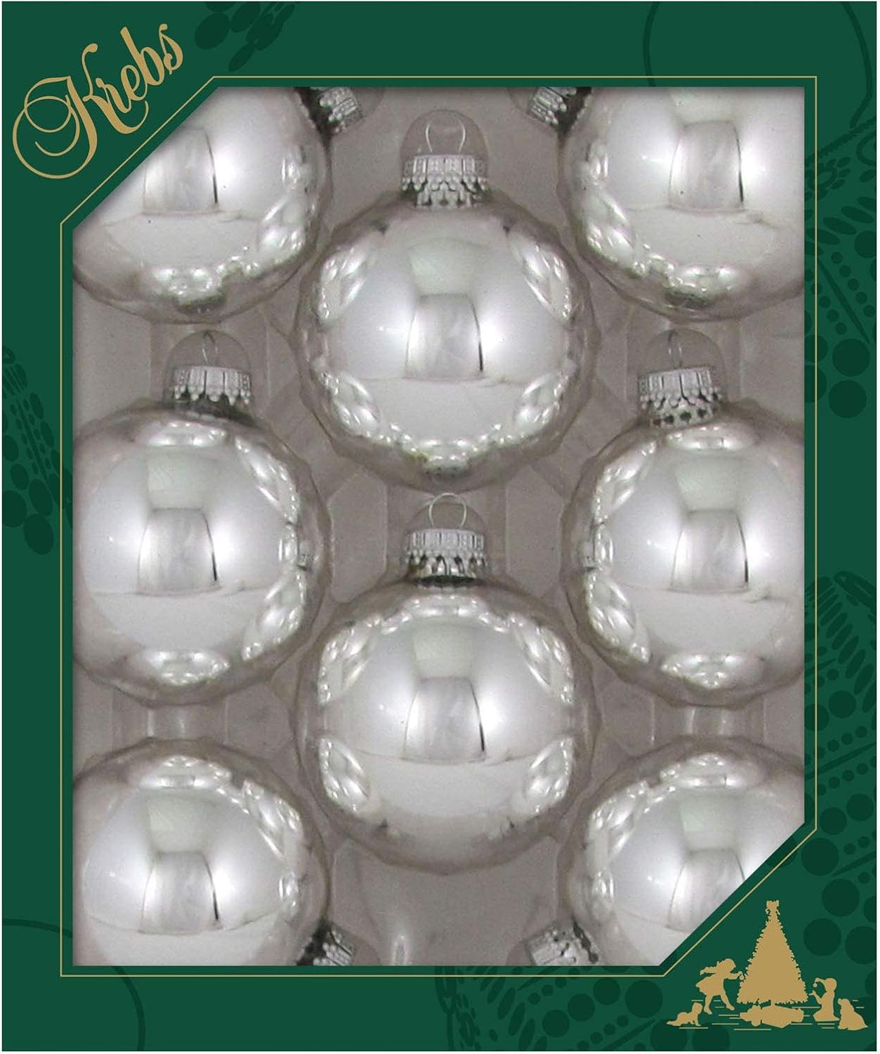 Christmas By Krebs Made in The USA Designer Seamless Glass Christmas Ball Ornaments, 2 5/8" (67mm), 8 Pieces | Amazon (US)