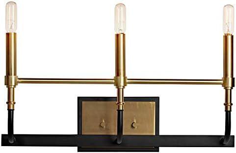 MOTINI 3-Lights Wall Sconce Lighting Fixture Black and Gold Brushed Brass Finish Modern Industrial I | Amazon (US)
