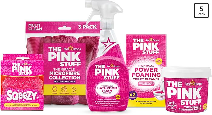 Stardrops - Kit de limpieza de baño The Pink Stuff - Pasta de limpieza, spray de espuma de baño... | Amazon (US)
