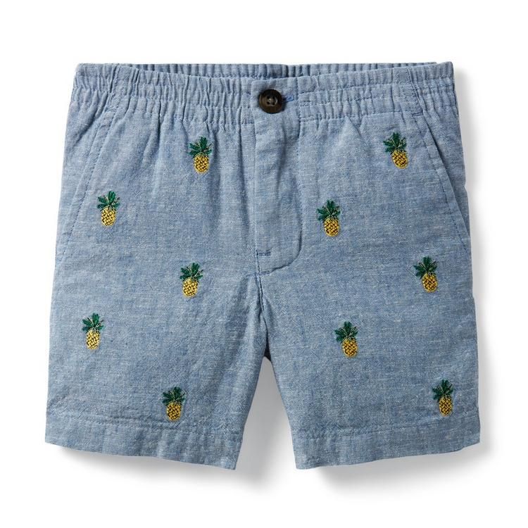 Embroidered Pineapple Linen Short | Janie and Jack