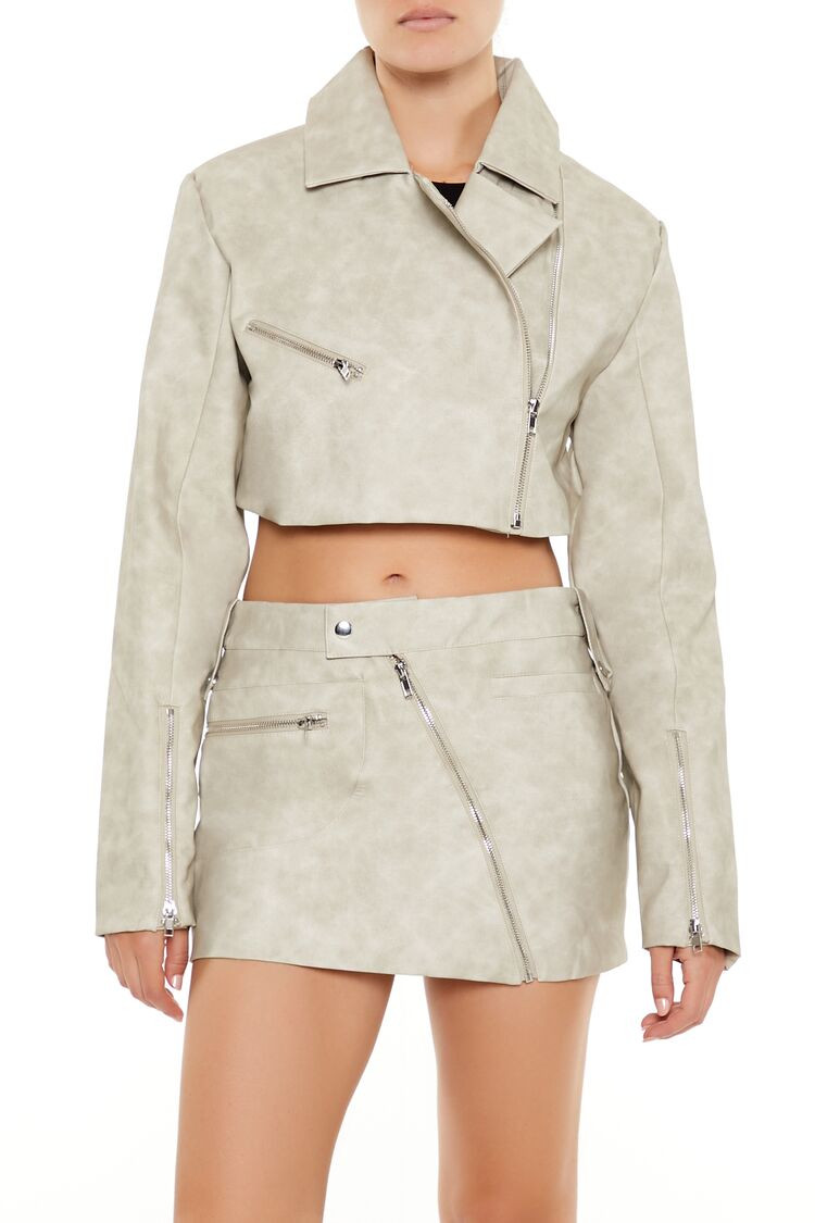 Faux Leather Cropped Moto Jacket | Forever 21