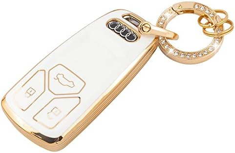 UHONSN Accessories for Audi Key Fob Cover White Soft TPU Car Keys Case Full Covers Protector Comp... | Amazon (US)